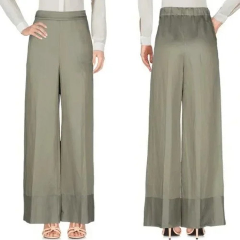 NEW Wide Leg Moss Green Elastic Waist Trouser Pant Picadilly Fashion SZ MEDIUM